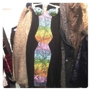 Material girl pastel rainbow tribal pencil dress